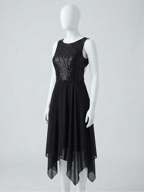 Studio one Black Beaded High-Low Cocktail Dress